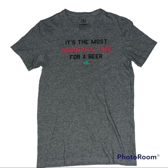 EXPRESS - Christmas T-Shirt -  Most Wonderful Time For A Beer -Size XS bar party - Picture 2 of 3